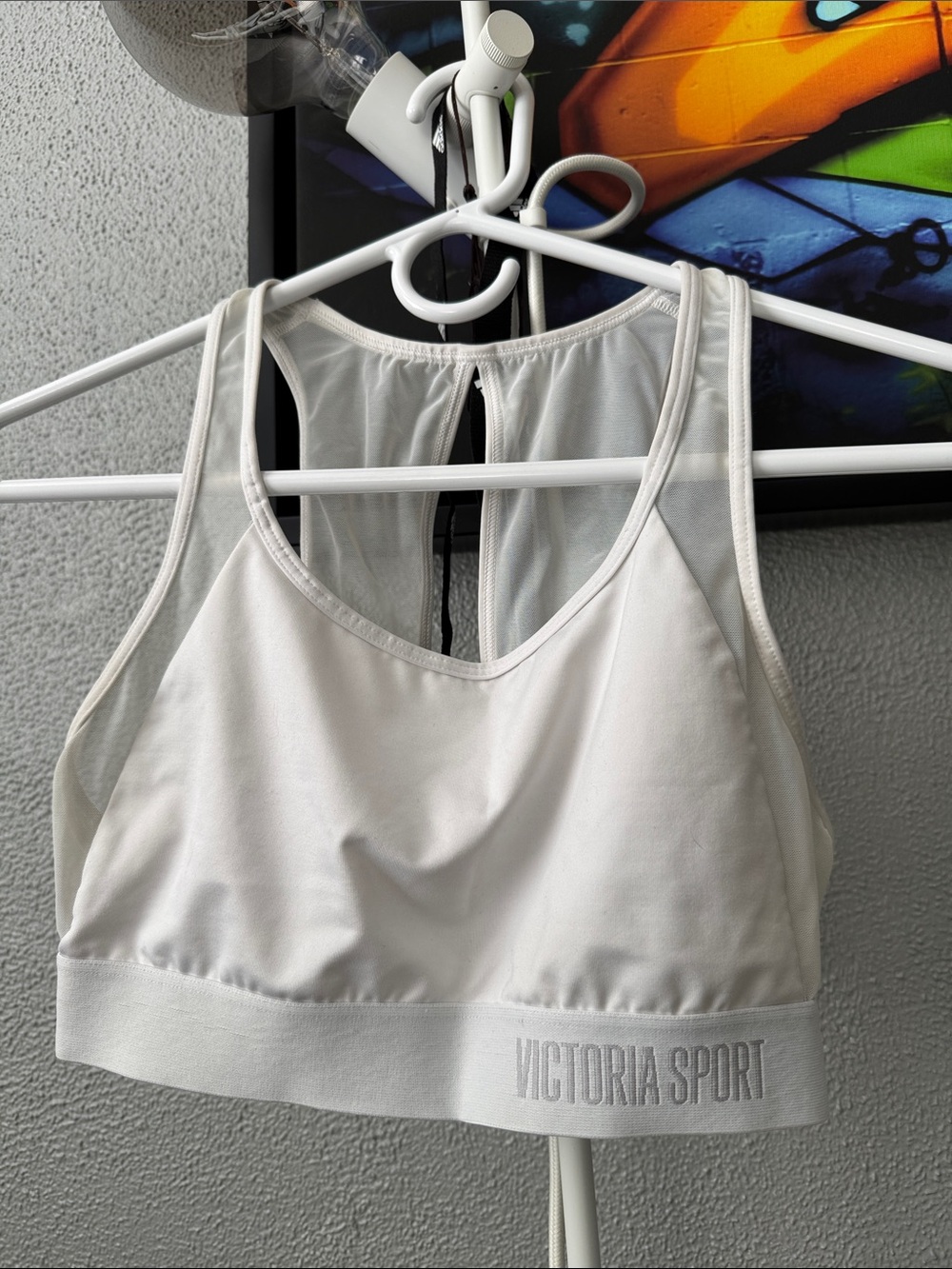 adidas White Light-Support Racerback Sports Bra